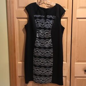Db Chic Black Midi Dress with Silver Lace.